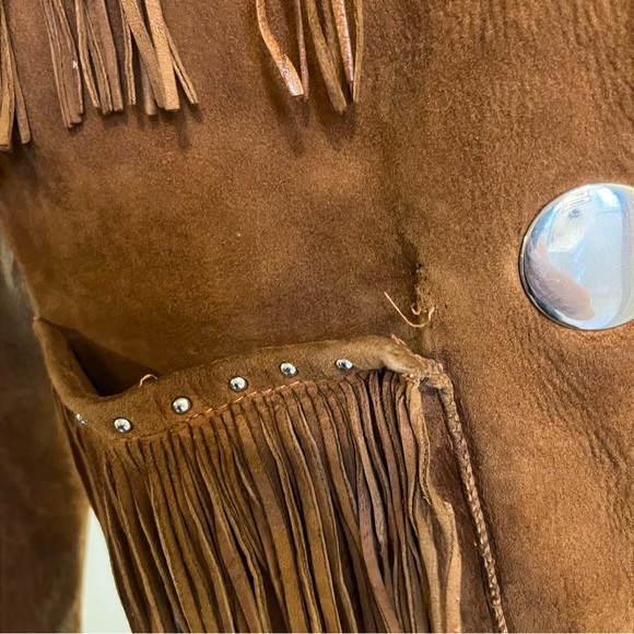 Vintage Rust Brown Suede Fringe Western Jacket - Picture 8 of 9